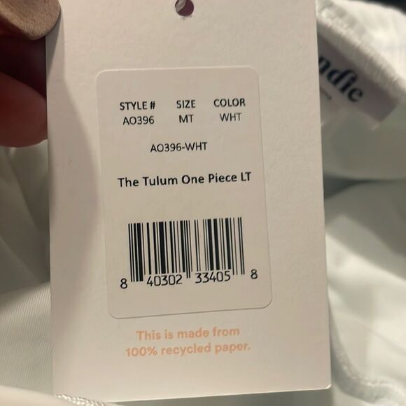 Andie Swim The Tulum One Piece LT Swimsuit White Ribbed Size Medium Tall NWT - Picture 4 of 6